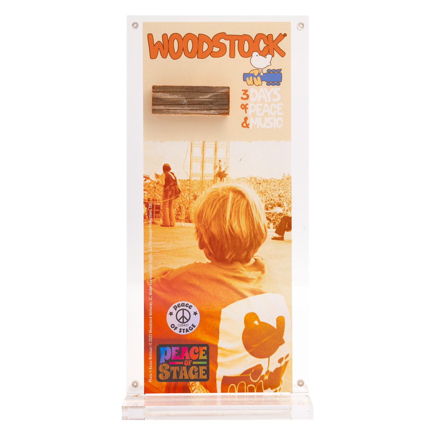 Boy on Original Woodstock Stage  - Acrylic Frame