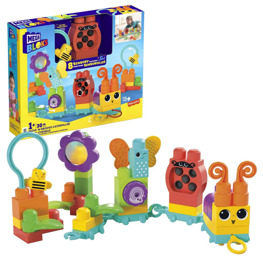 Mega BLOKS Fisher-Price Toddler Building Blocks Toy Set Move ‘n Groove Caterpillar Train - Move 'n Groove Caterpillar - Toy