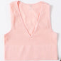 Vintage Seamless Deep V-Neck Crop Top Light Pink Extra Large