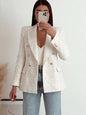 Womens Single Breasted Blazer - White - blazer