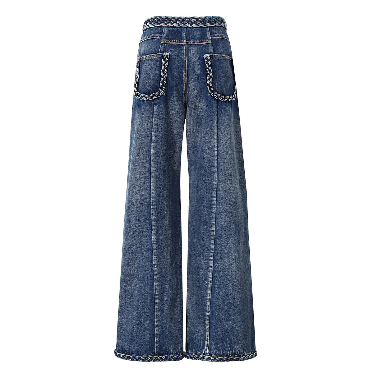 Handmade Women's Braided Wide Leg Jeans