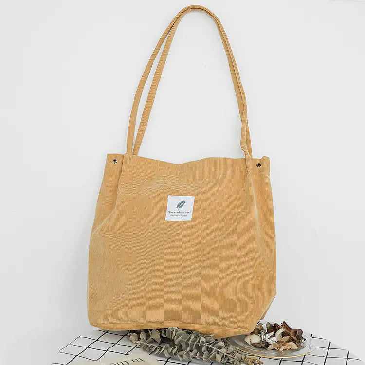 Corduroy Canvas Tote Bag - Kia Day Design