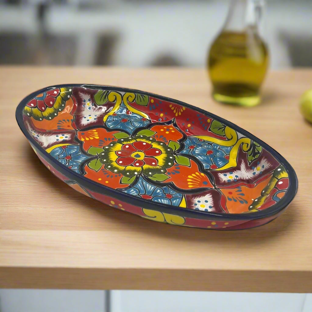 Extra Large Oval Talavera Platter Hand-Painted Mexican Serving Dish - - Talavera Oval Platter