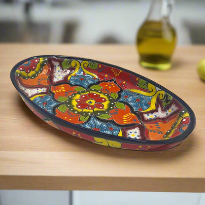 Extra Large Oval Talavera Platter Hand-Painted Mexican Serving Dish - - Talavera Oval Platter