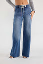 Super High Rise Relaxed Wide Leg Jeans with Waist String - MEDIUM - Pants