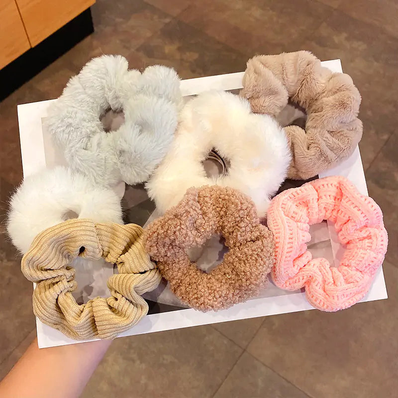 Velvet Solid Color Hair Scrunchies Set