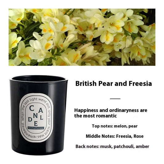 Aromatherapy Colored Glass Candles - Freesia Bright Black - candle