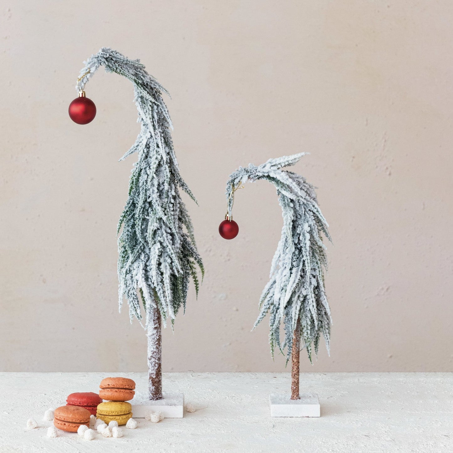 Snow Frosted Faux Evergreen Charlie Brown Tree with Ornament - - Christmas