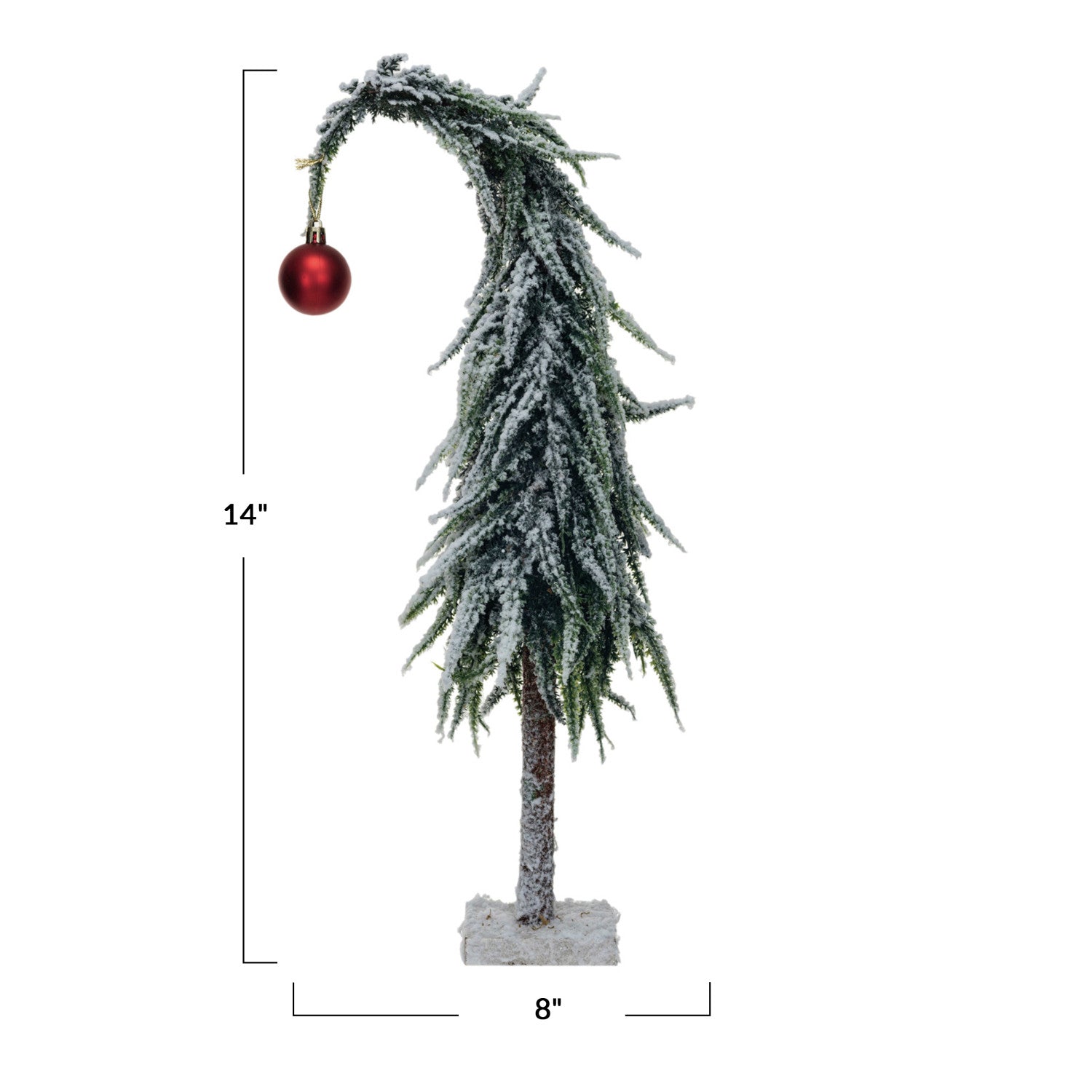 Snow Frosted Faux Evergreen Charlie Brown Tree with Ornament - - Christmas