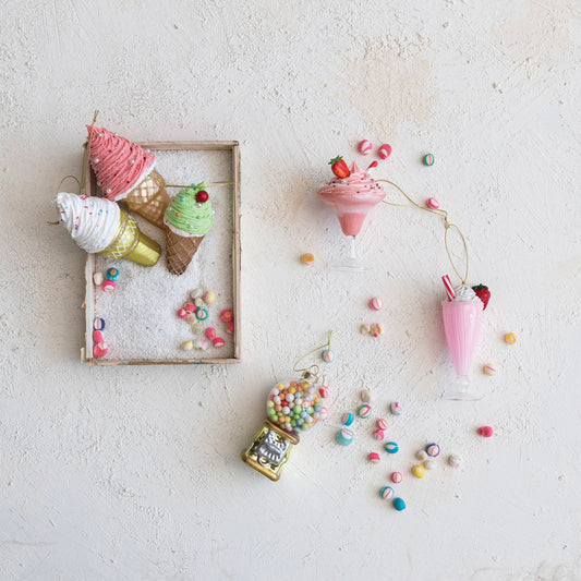 Ice Cream Cone Ornaments with Glitter & Beads - - Christmas >> Ornaments