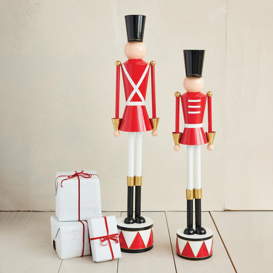 Jumbo Metal Soldiers on Drum Bases - - Decor