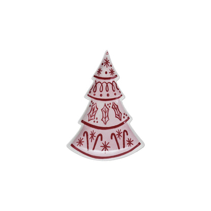 Pink & Red Nutcracker and Tree Ceramic Tidbit Plate - - Christmas