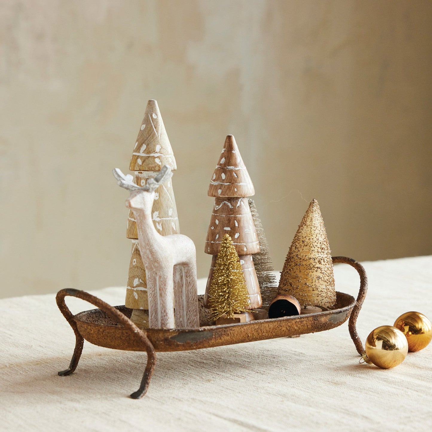 Rustic Metal Footed Tray with Handles - - Fall & Halloween