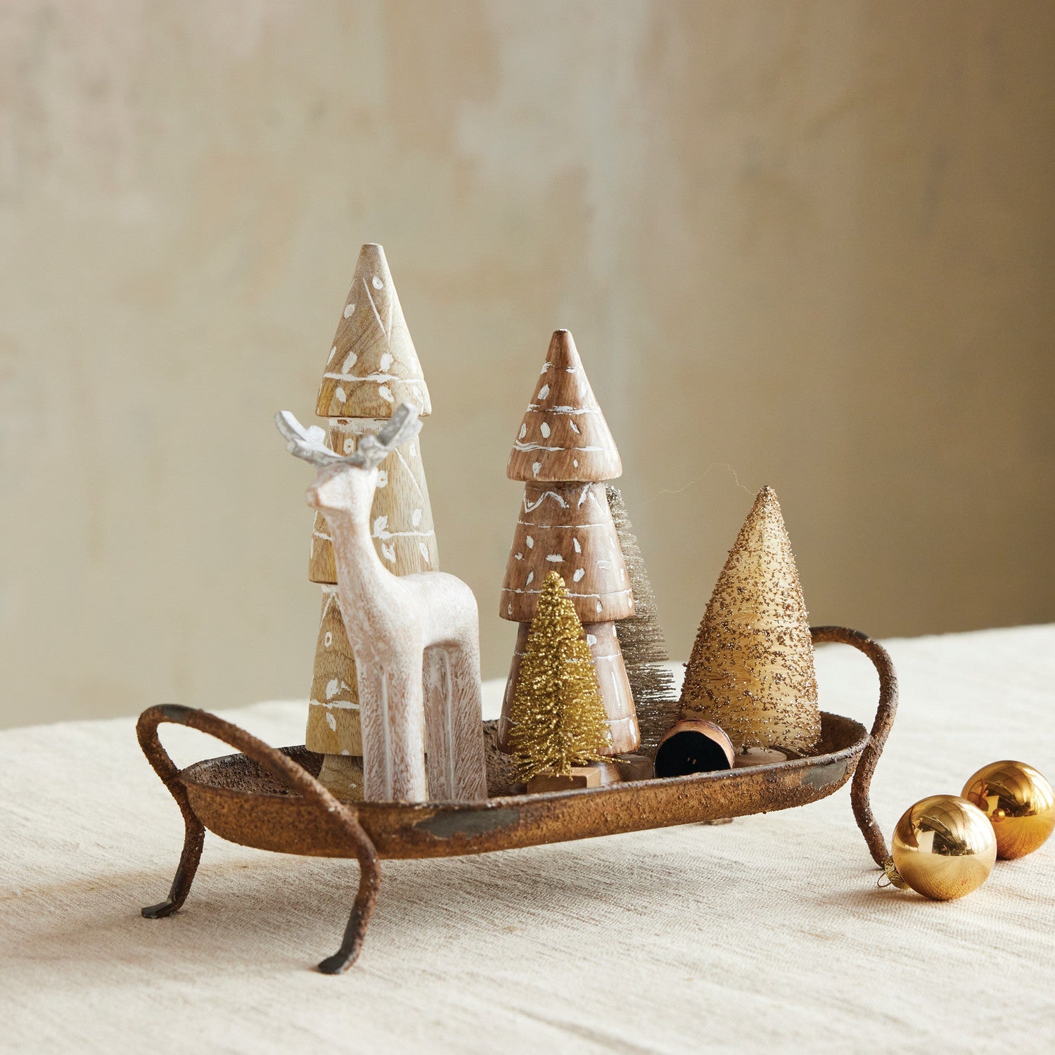 Rustic Metal Footed Tray with Handles - - Fall & Halloween