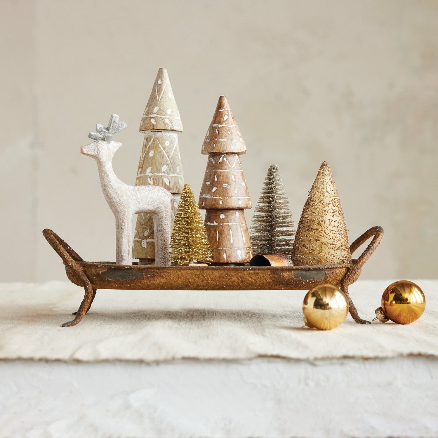 Rustic Metal Footed Tray with Handles - - Fall & Halloween
