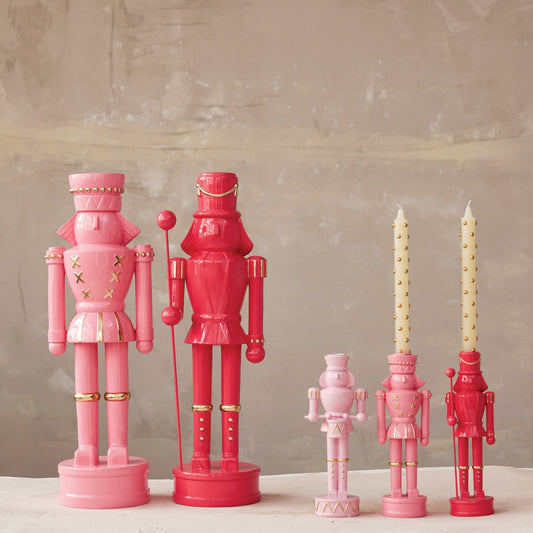 Pink Nutcracker Resin Taper Candle Holders - - candle holder