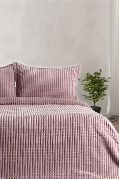 Merinos Modern Line 3 Piece Double Blanket Set Powder Kia Day Design