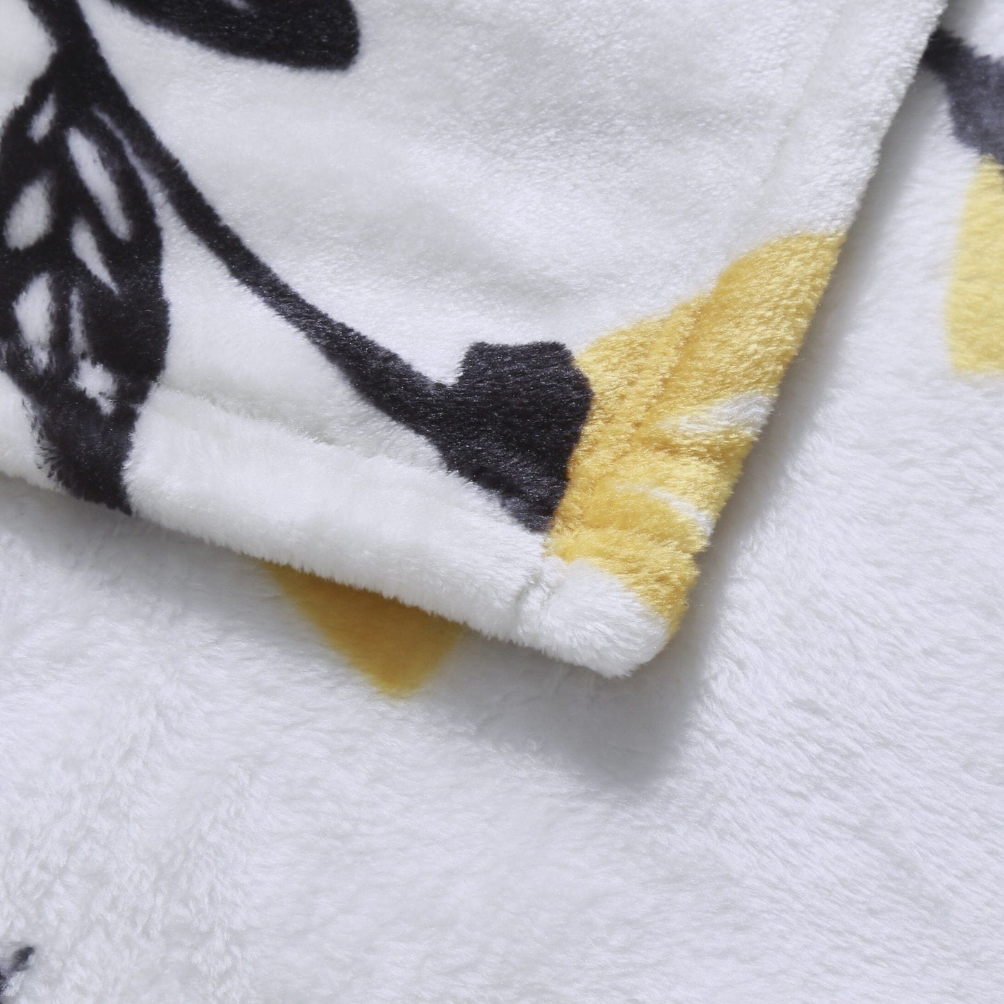 DaDa Bedding Soft Lightweight Fleece Throw Blanket, Yellow Fleur Floral Golden Orange Silver/Grey Background (XY1011) - - Throw Blankets