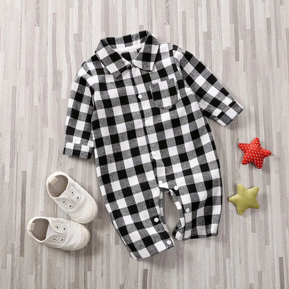 Baby Plaid Onesie Jumpsuit White 80cm