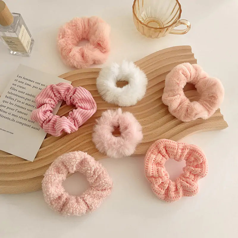 Velvet Solid Color Hair Scrunchies Set