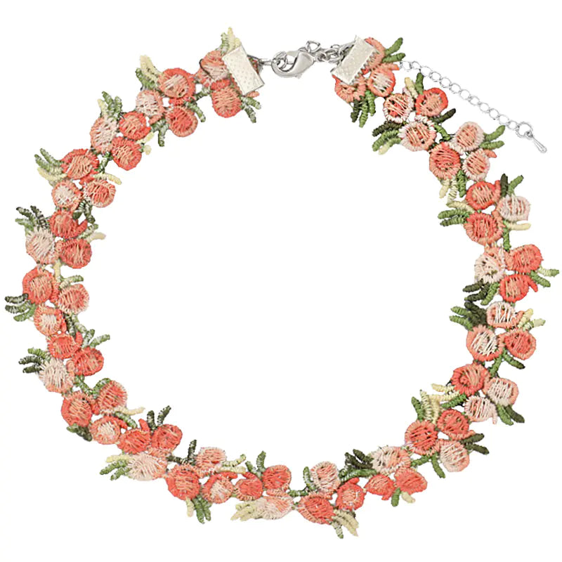 Pink Floral Choker Necklace