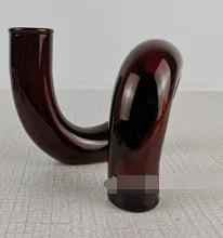 Glass Flower Vase and Candle Holder - Brown 12cmx12cmx10.5cm - candle holder
