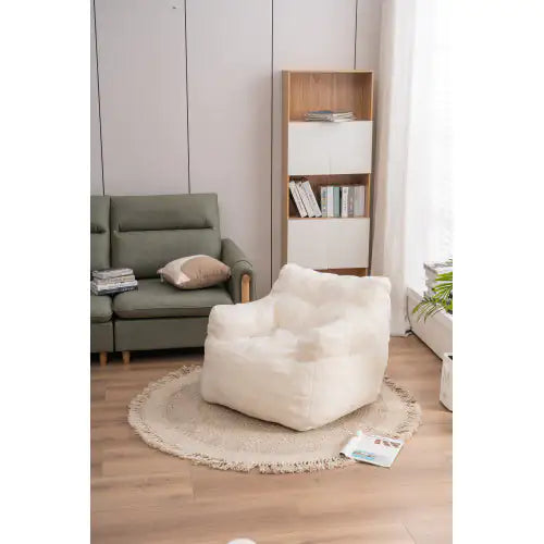 Soft Teddy Tufted Foam Bean Bag Chair - - chair