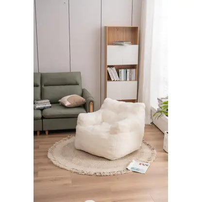 Soft Teddy Tufted Foam Bean Bag Chair - - chair