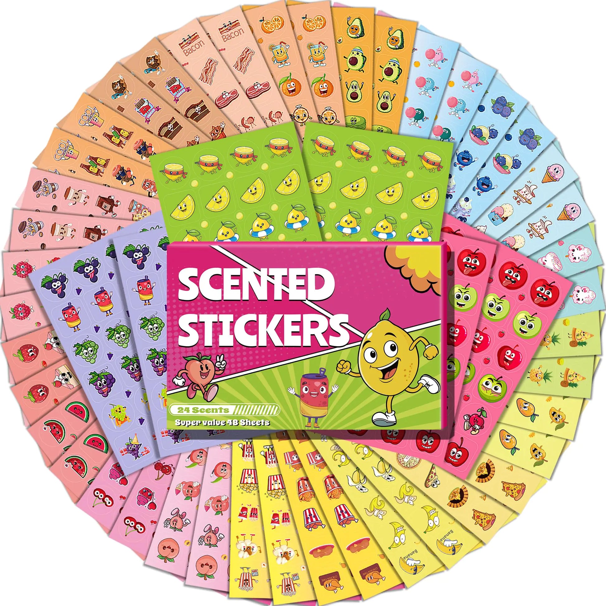 HORIECHALY 48 Sheets 24 Scents Food Scented Reward Stickers - - stickers