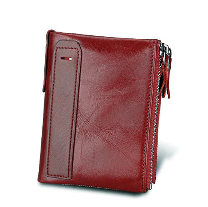 Men's Short Wallet - Anti-Theft Genuine Leather Design