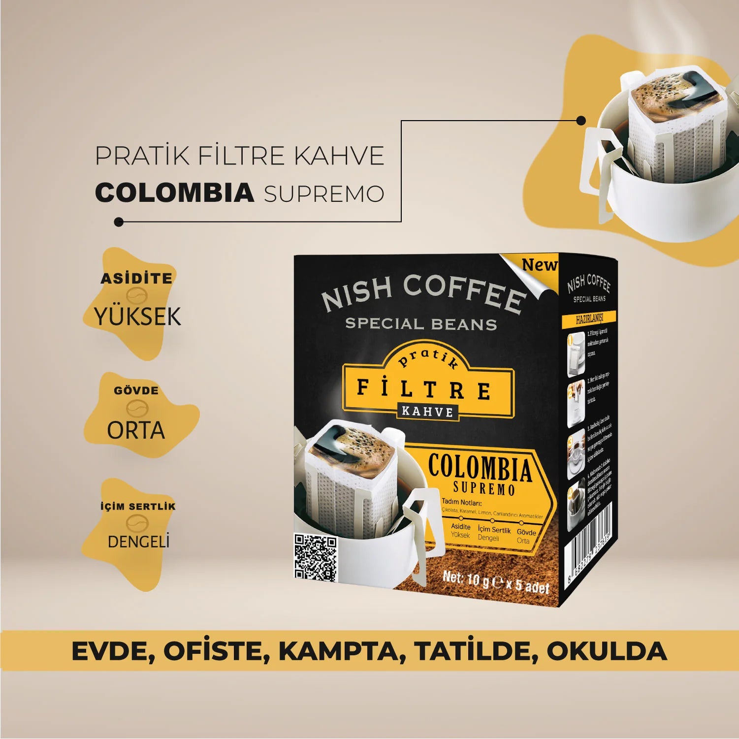 Nish Practical Filter Coffee Colombia 9Gr X 5 Kia Day Design