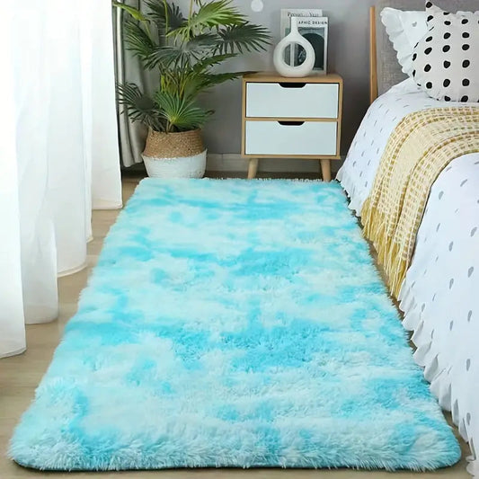 Blue Fluffy Shaggy Area Rug - Kia Day Design