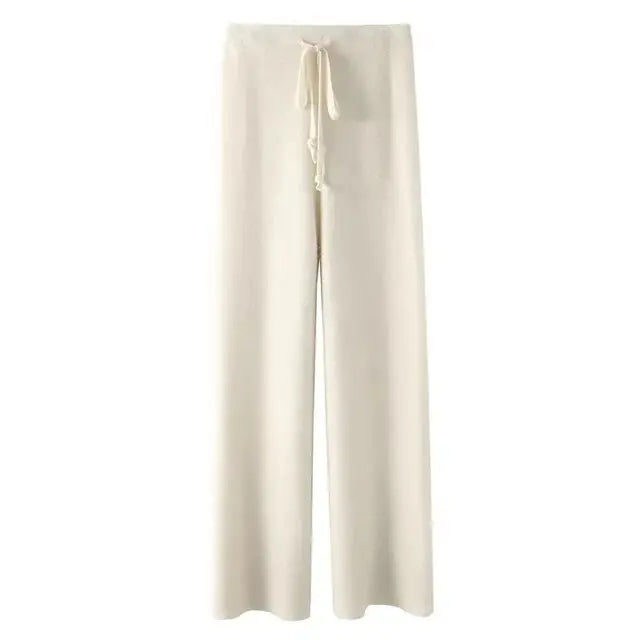 Vintage Casual Knitted Wide Leg Pants