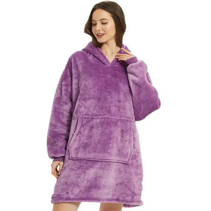 Fleece Wearable Blanket with Sleeves Big Pocket