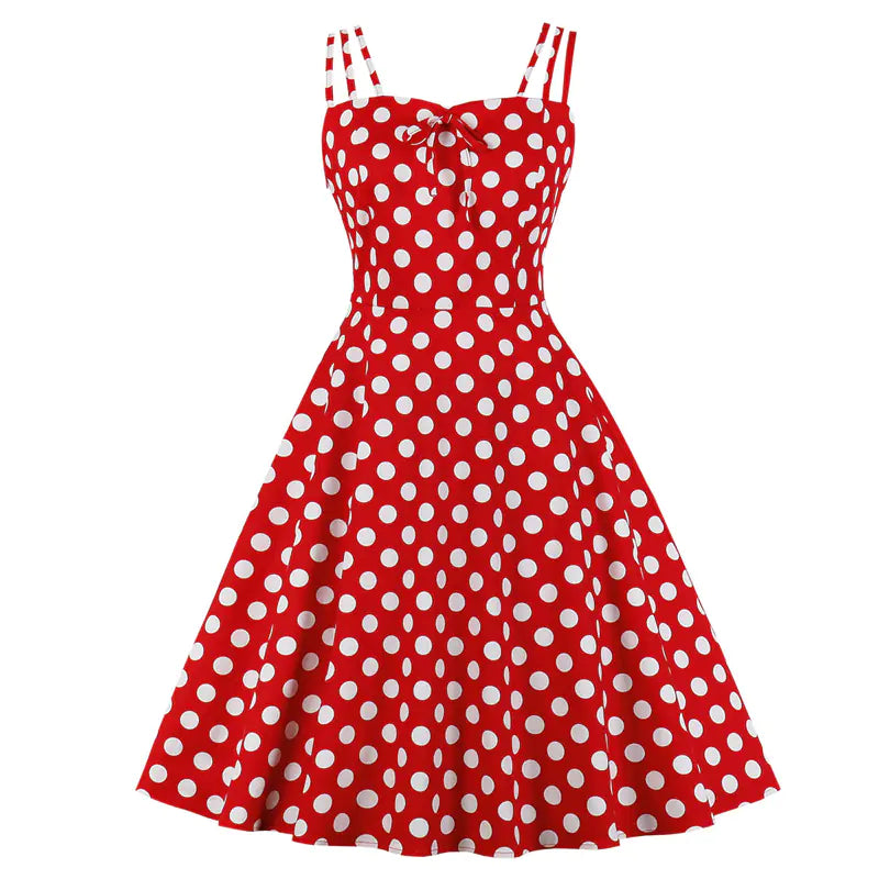 Slim Fit Polka Dot Cami Dress - Red 4XL - dress