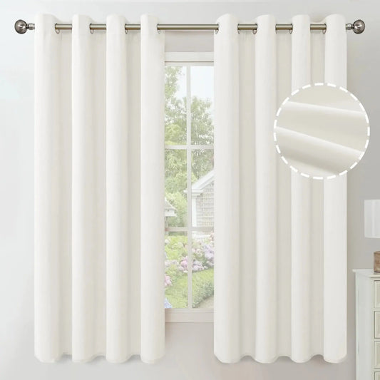 YoungsTex Off White Velvet Curtains 63 Inch Length for Living Room Grommet Room Darkening Drapes for Bedroom Office Privacy Thermal Insulated Curtain Decorative 2 Panels 52 X 63 Inch Kia Day Design