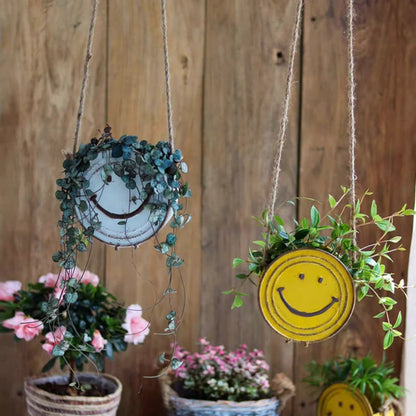 Happy Face Hanging Planter - -