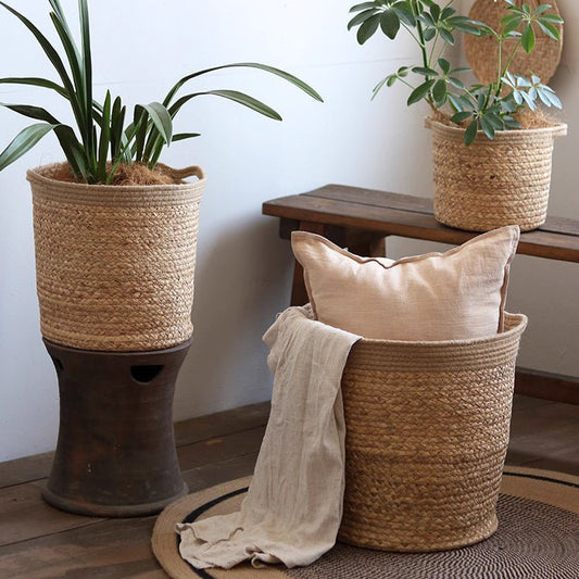 Natural Cylinder Storage and Planter Basket - - basket
