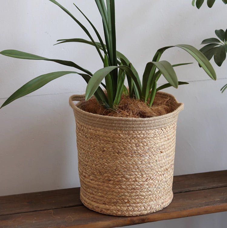 Natural Cylinder Storage and Planter Basket - -