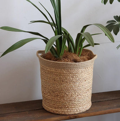 Natural Cylinder Storage and Planter Basket - -