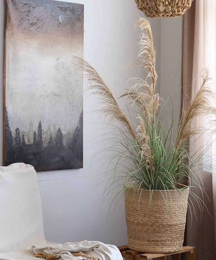 Natural Cylinder Storage and Planter Basket - -