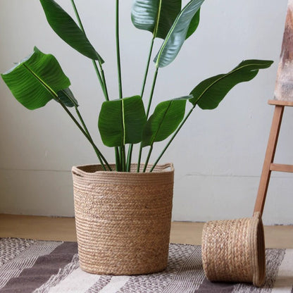 Natural Cylinder Storage and Planter Basket - -