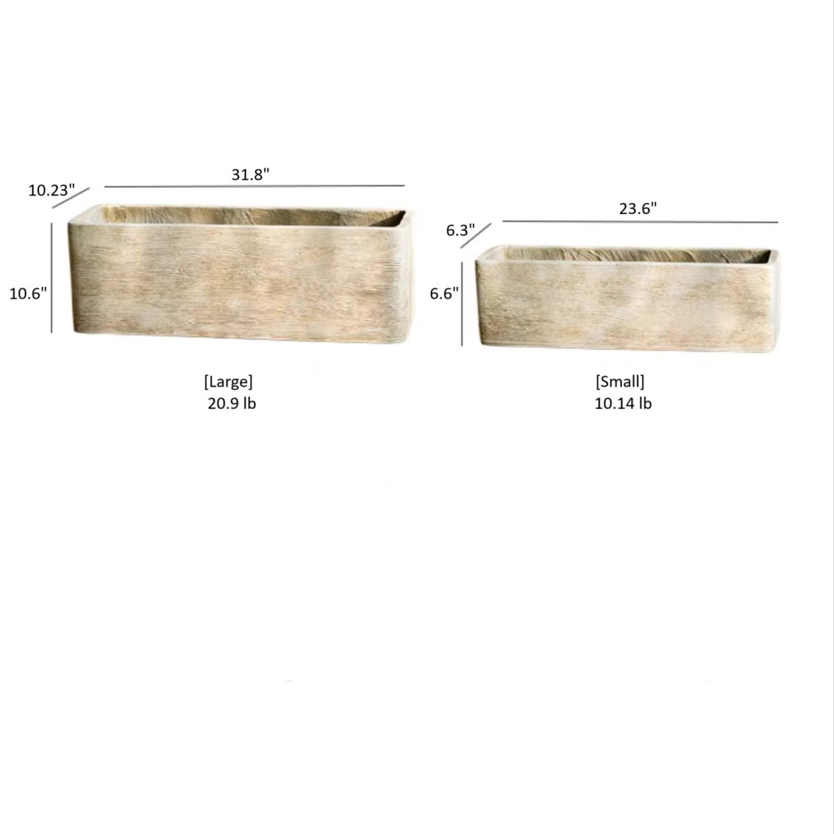 Modern Rectangular Textured Planter - -