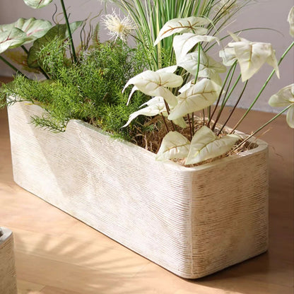 Modern Rectangular Textured Planter - -
