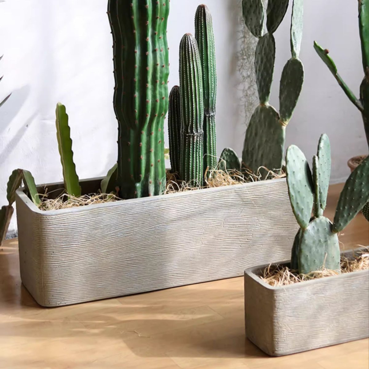 Modern Rectangular Textured Planter - -