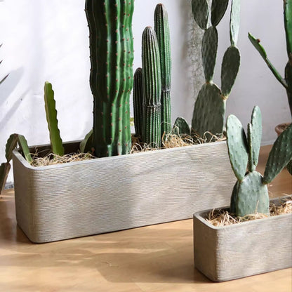 Modern Rectangular Textured Planter - -