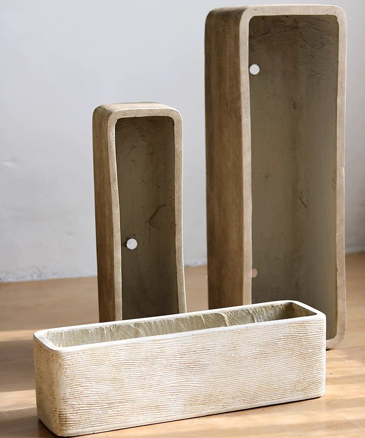 Modern Rectangular Textured Planter - -
