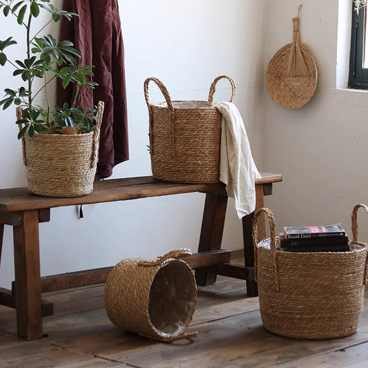Handwoven Seagrass Basket for Plants - - basket