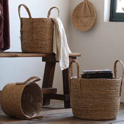 Handwoven Seagrass Basket for Plants - -