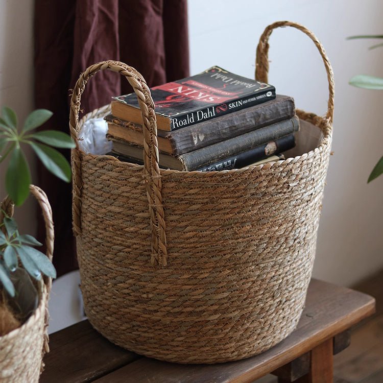 Handwoven Seagrass Basket for Plants - -